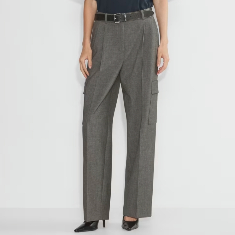 ARITZIA Babaton Spotlight Wide Leg Cargo Pant in Heather Charcoal Sz 16 NWT